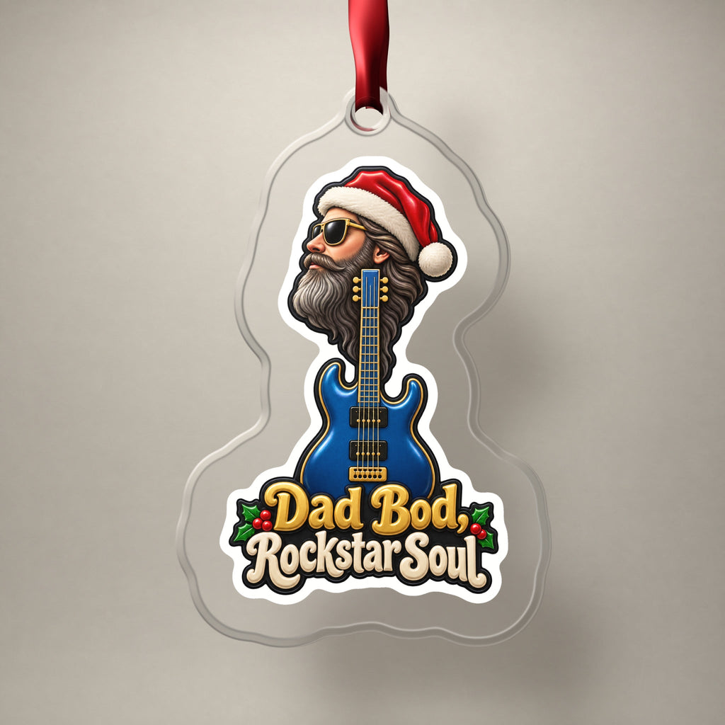 Dad Bod, Rockstar Soul Guitar Christmas Ornament