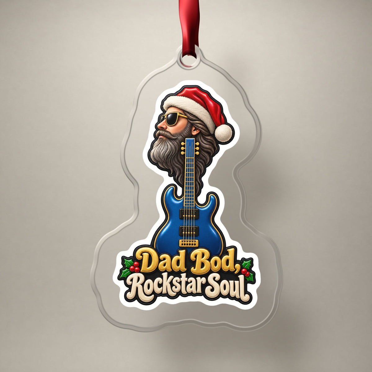 Dad Bod, Rockstar Soul Guitar Christmas Ornament