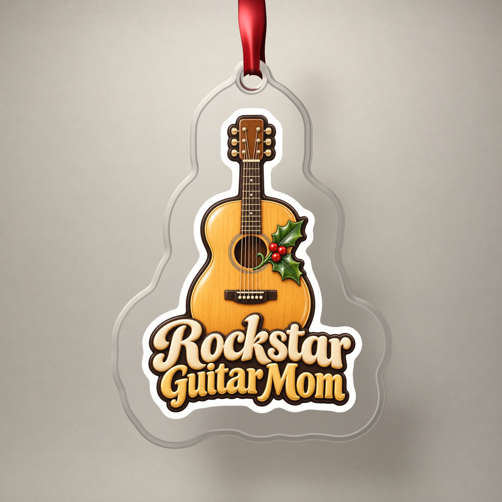 Rockstar Guitar Mom Christmas Ornament