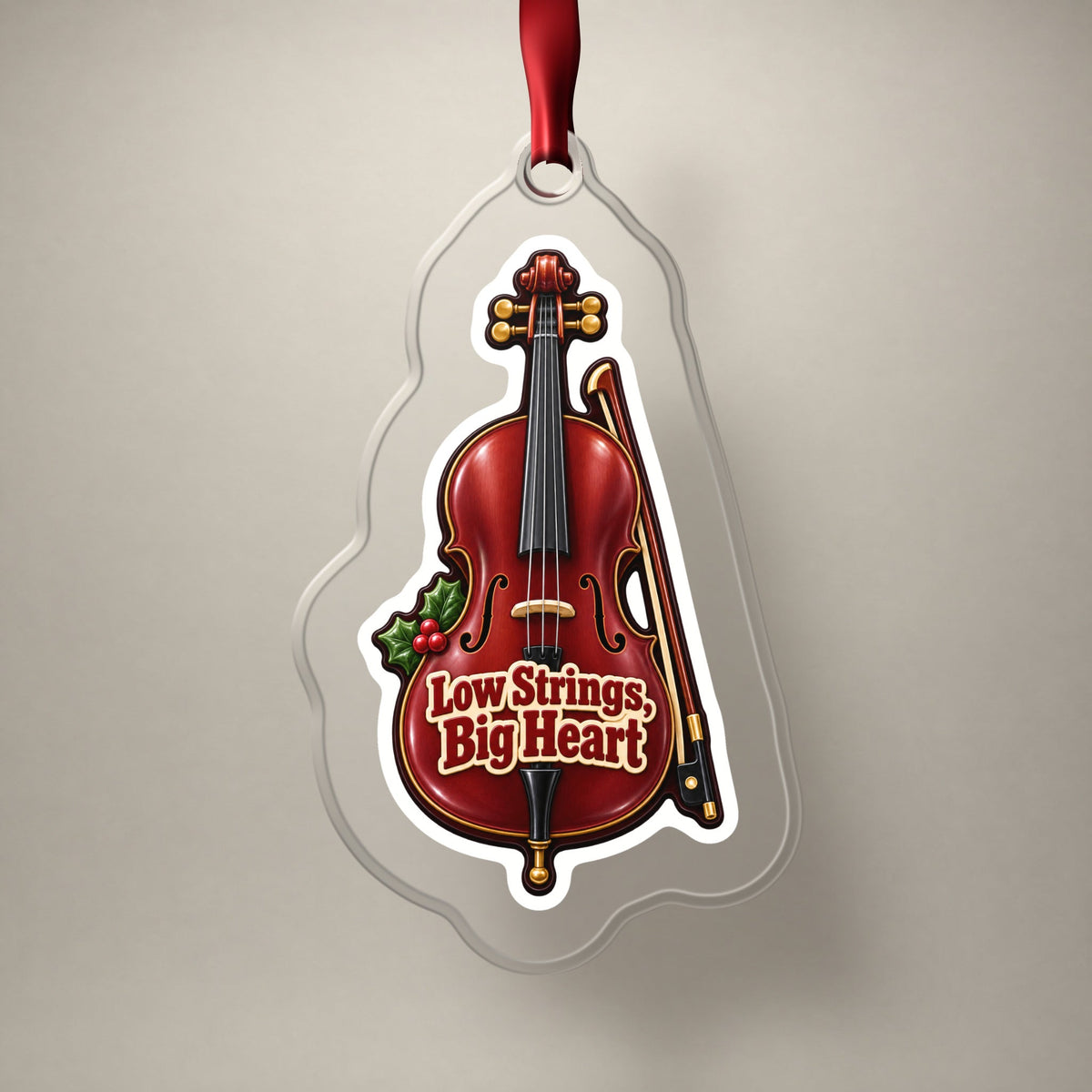 Low Strings, Big Heart Cello Christmas Ornament