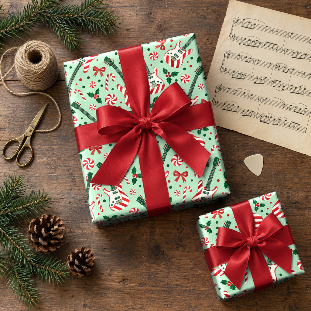 Candy Cane Guitars Wrapping Paper