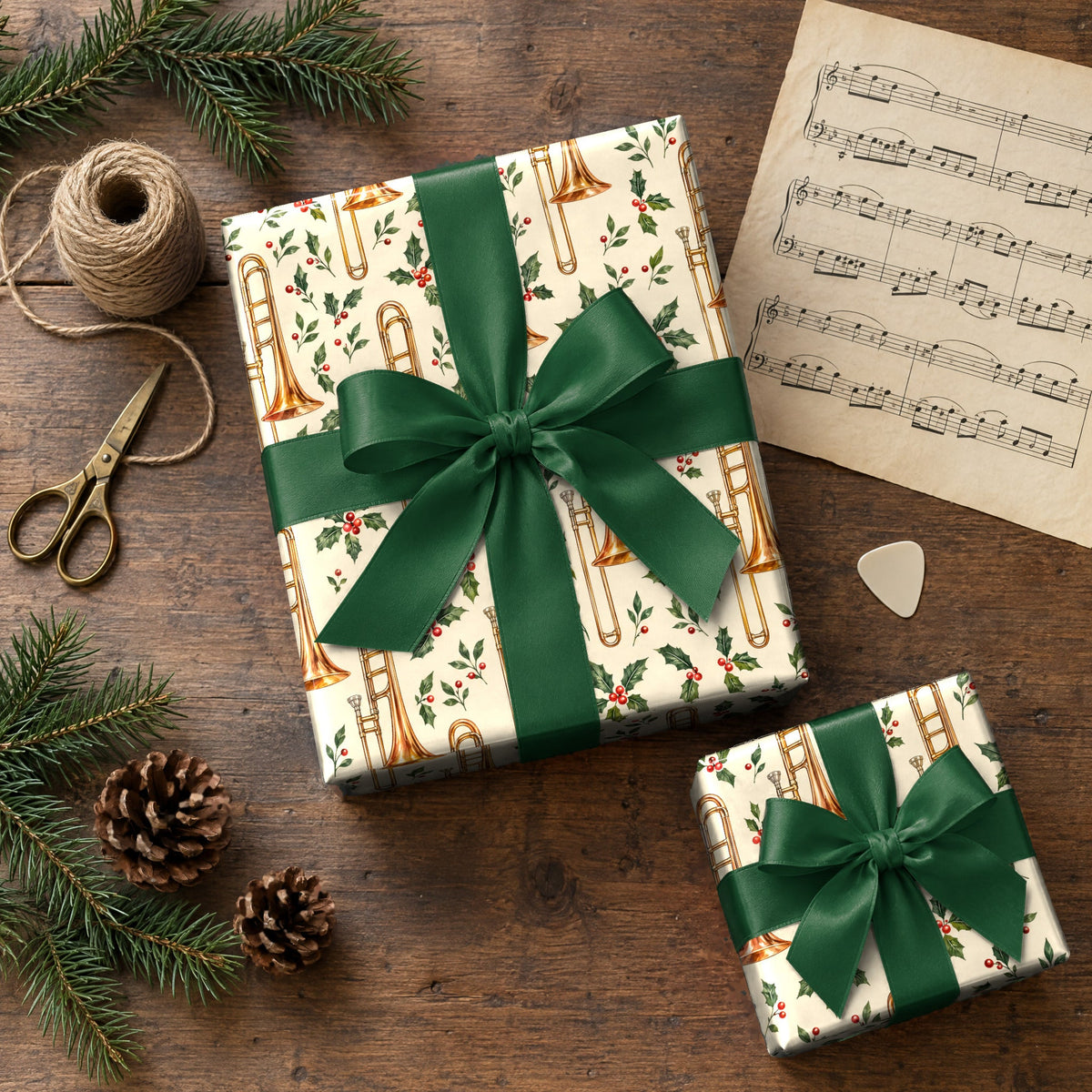 Copper Trombone Shine Wrapping Paper