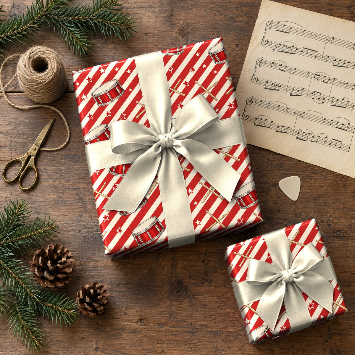 Peppermint Drumstick Stripe Wrapping Paper