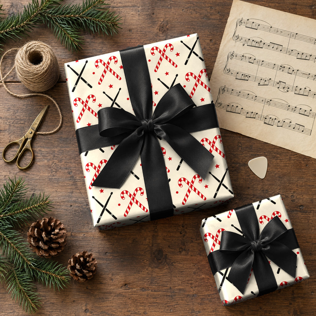 Drumstick Candy Cane Cross Wrapping Paper