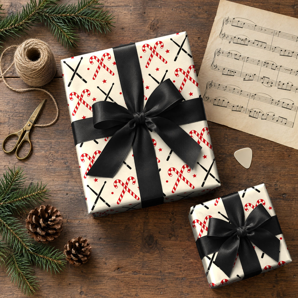 Drumstick Candy Cane Cross Wrapping Paper