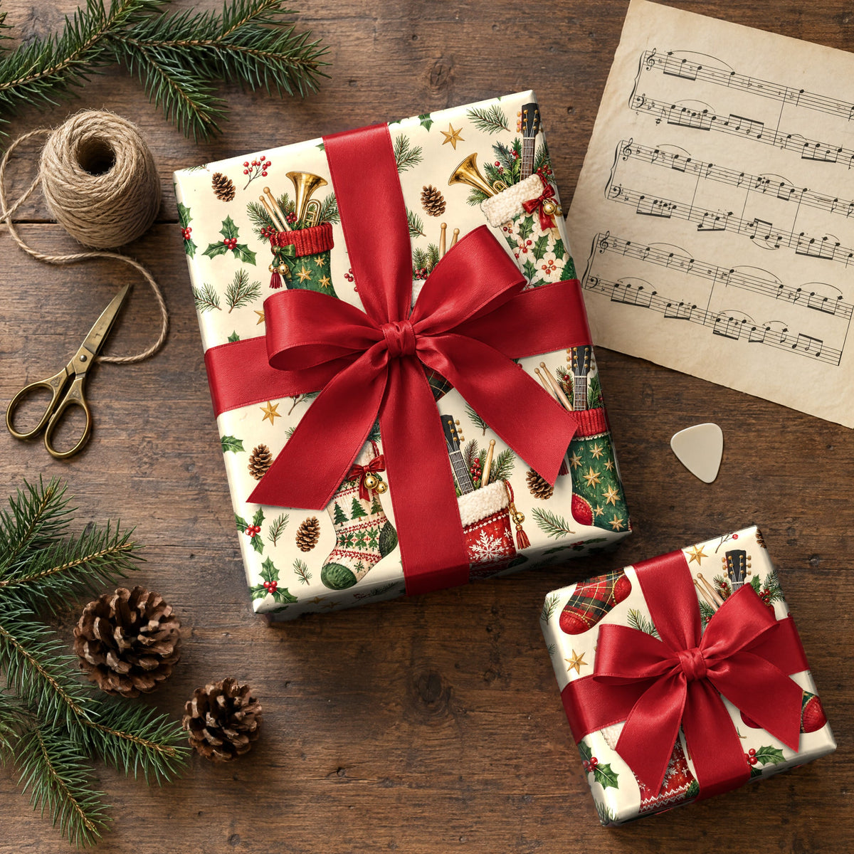 Stocking Full of Instruments Wrapping Paper