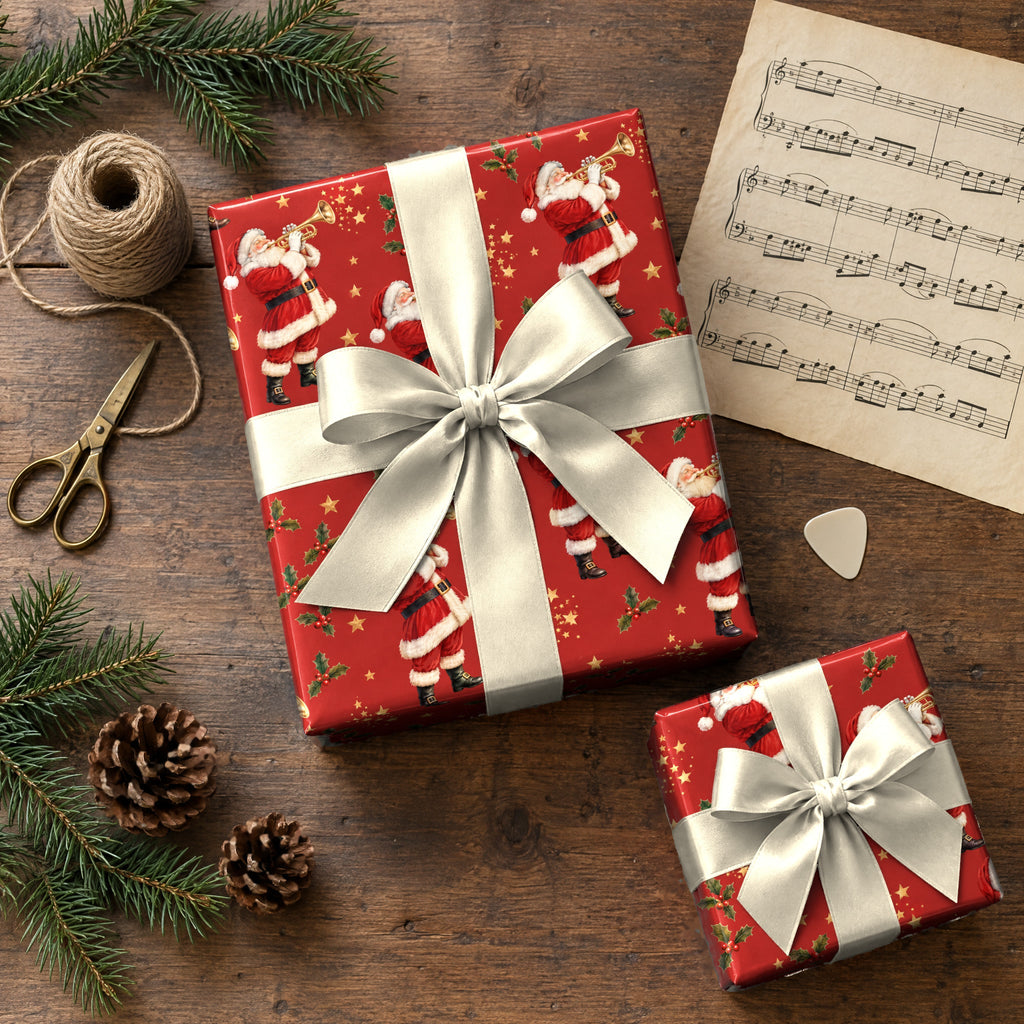 Santa's Trumpet Fanfare Wrapping Paper