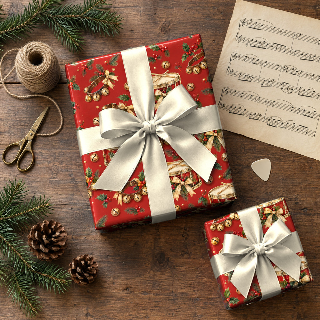 Snare and Sleigh Bells Wrapping Paper