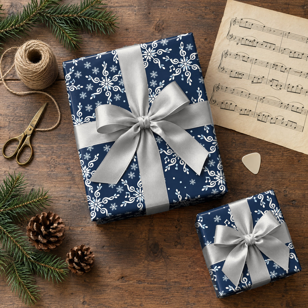 Treble Clef Snowflakes Wrapping Paper