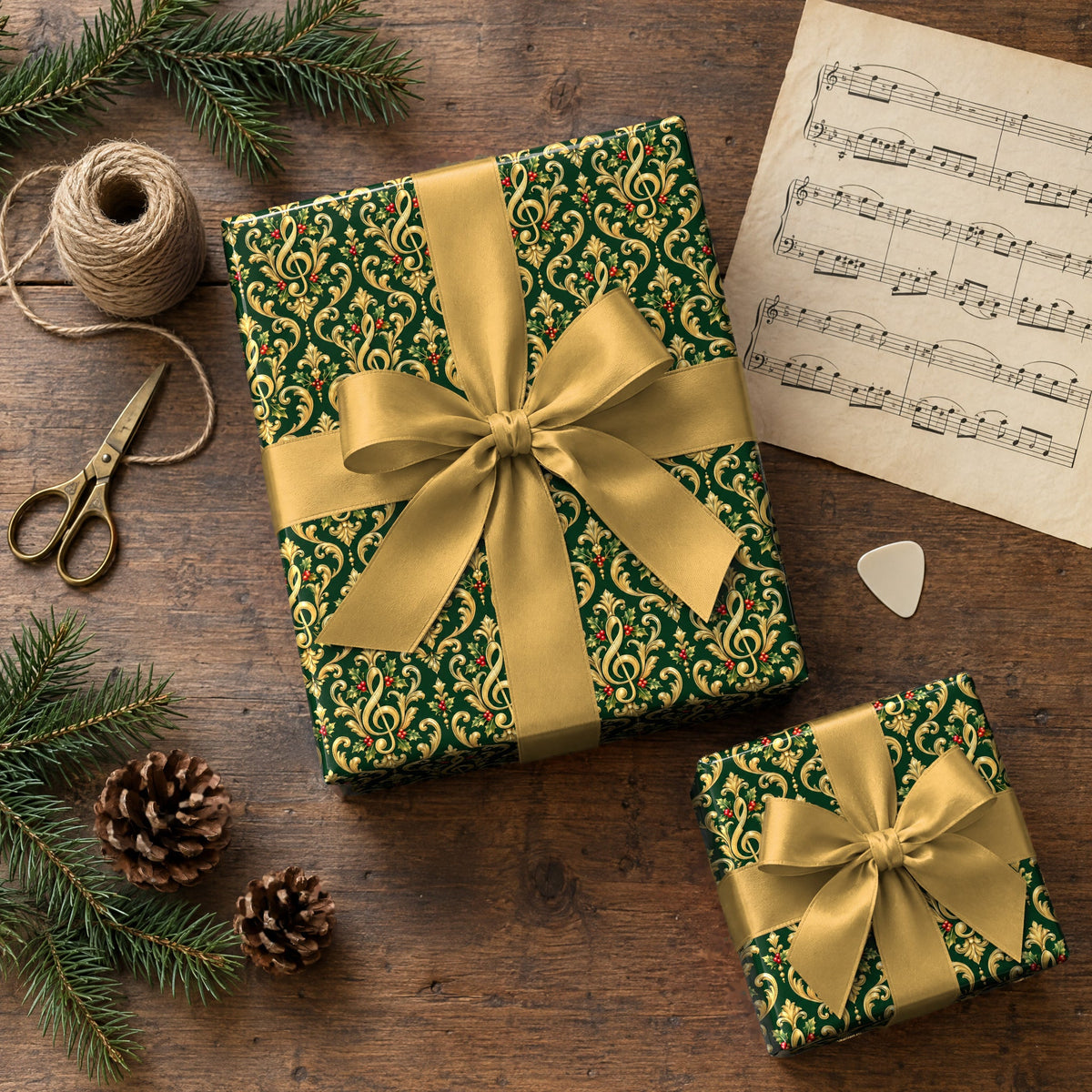 Gilded Treble Damask Wrapping Paper