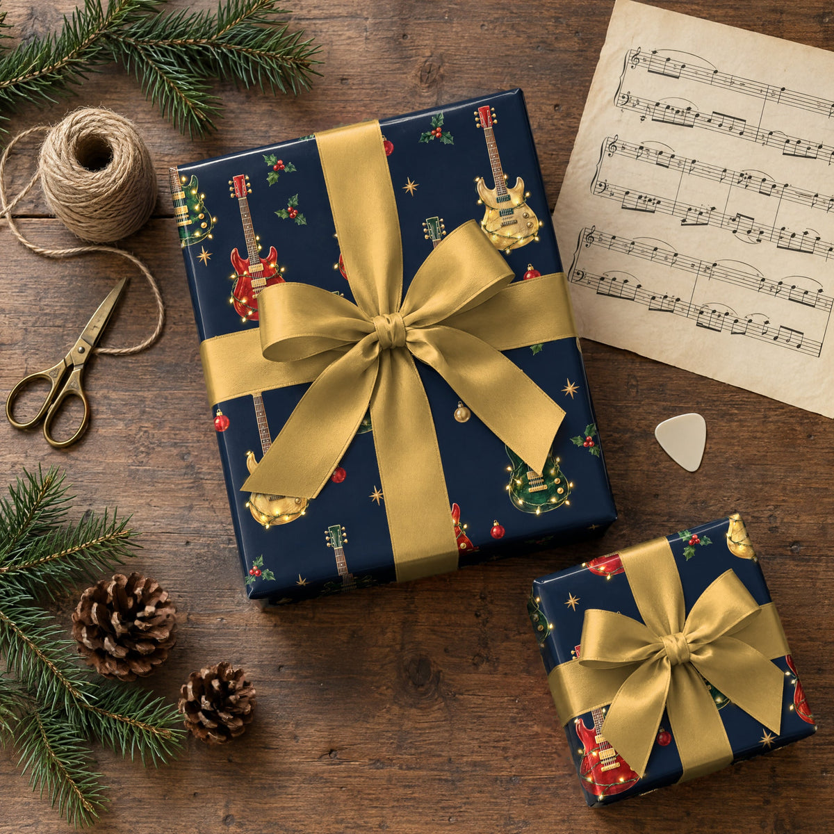 Electric Guitar String Lights Wrapping Paper