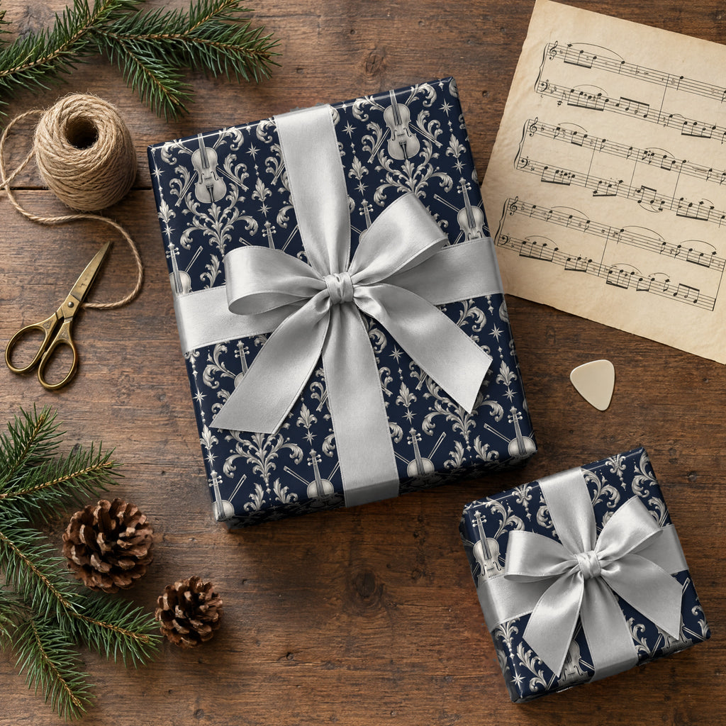 Midnight Violin Filigree Wrapping Paper