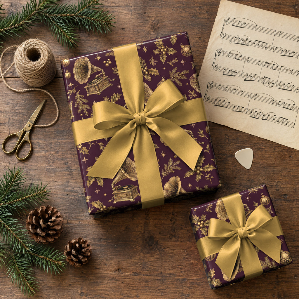 Golden Gramophone Victorian Wrapping Paper