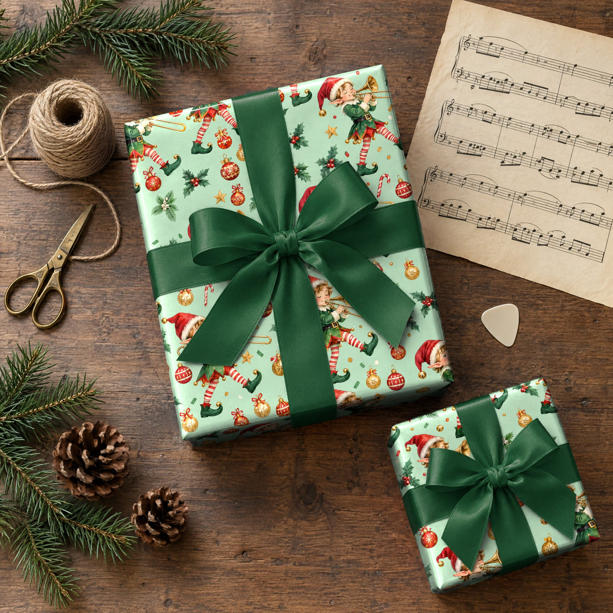 Elf Trombone Parade Wrapping Paper