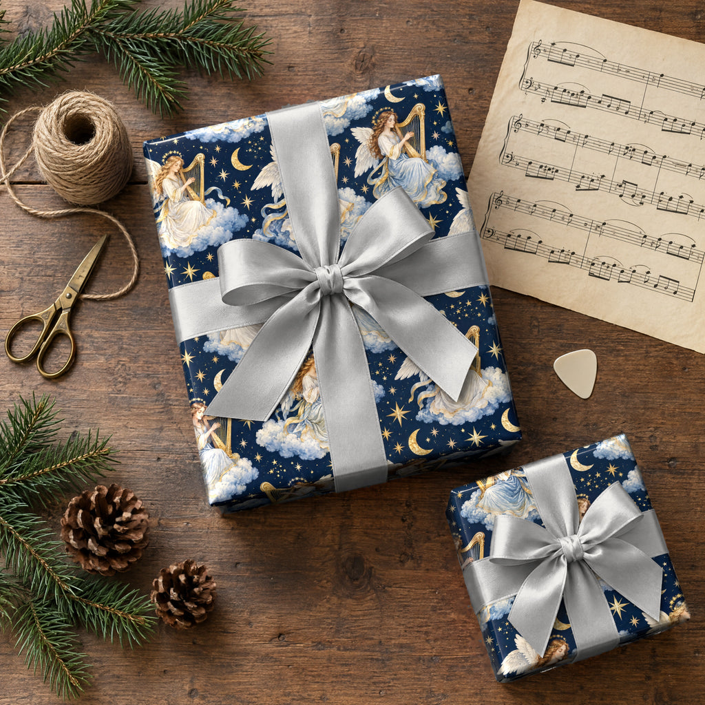 Angel Harp Starlight Wrapping Paper