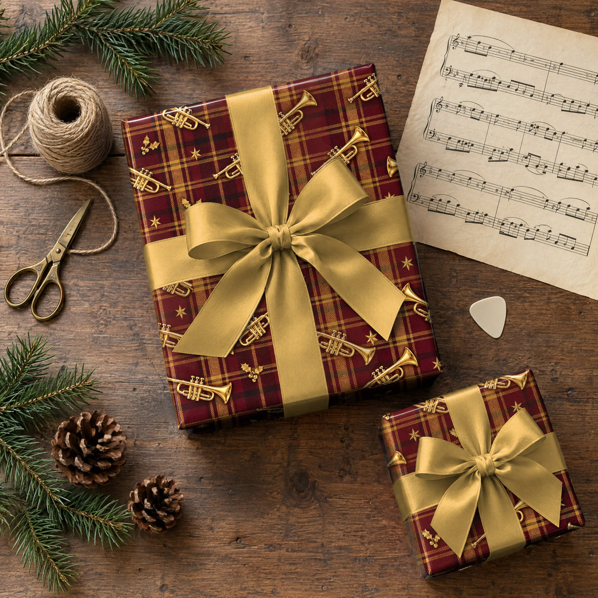 Tartan Trumpet Parade Wrapping Paper