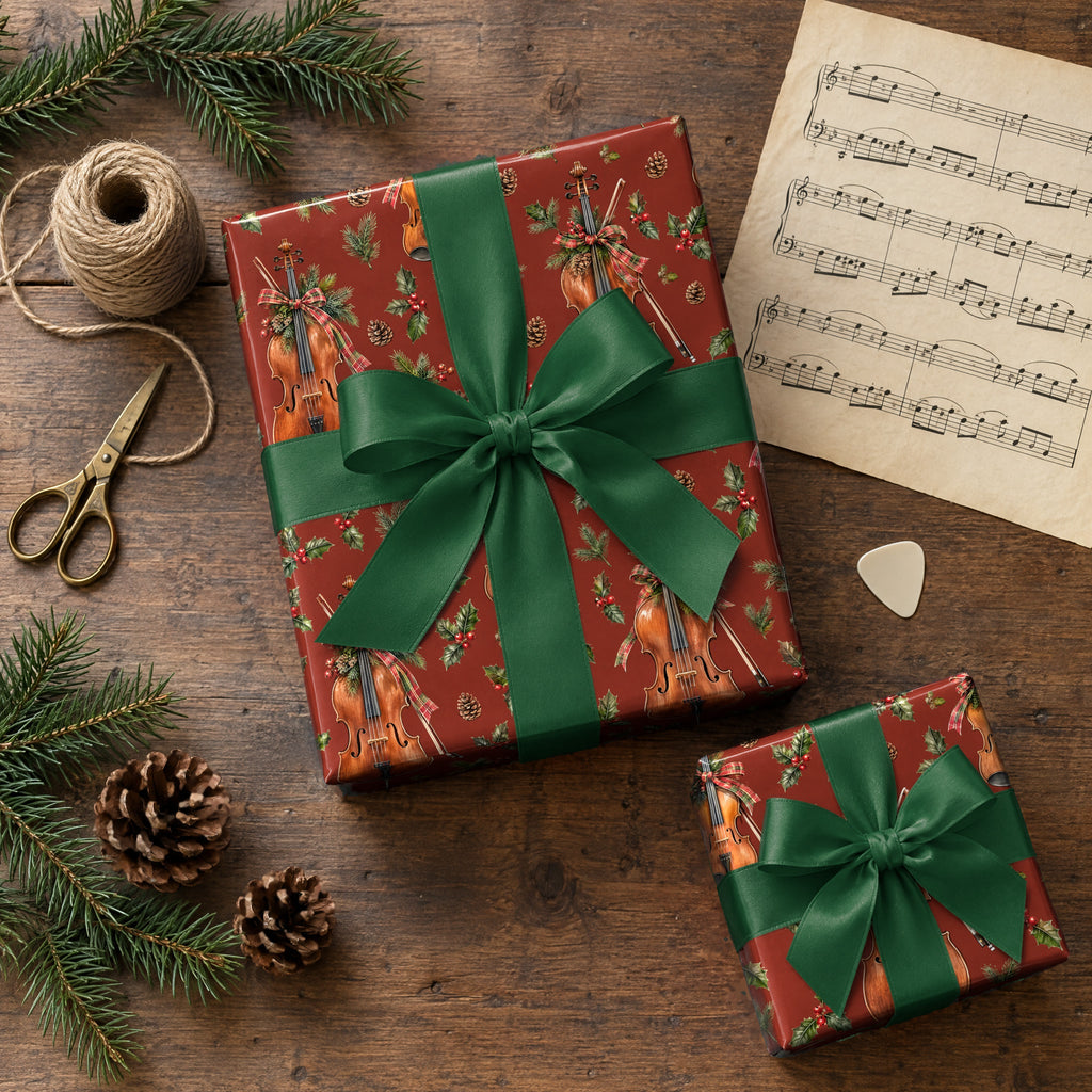 Fireside Fiddle Plaid Wrapping Paper