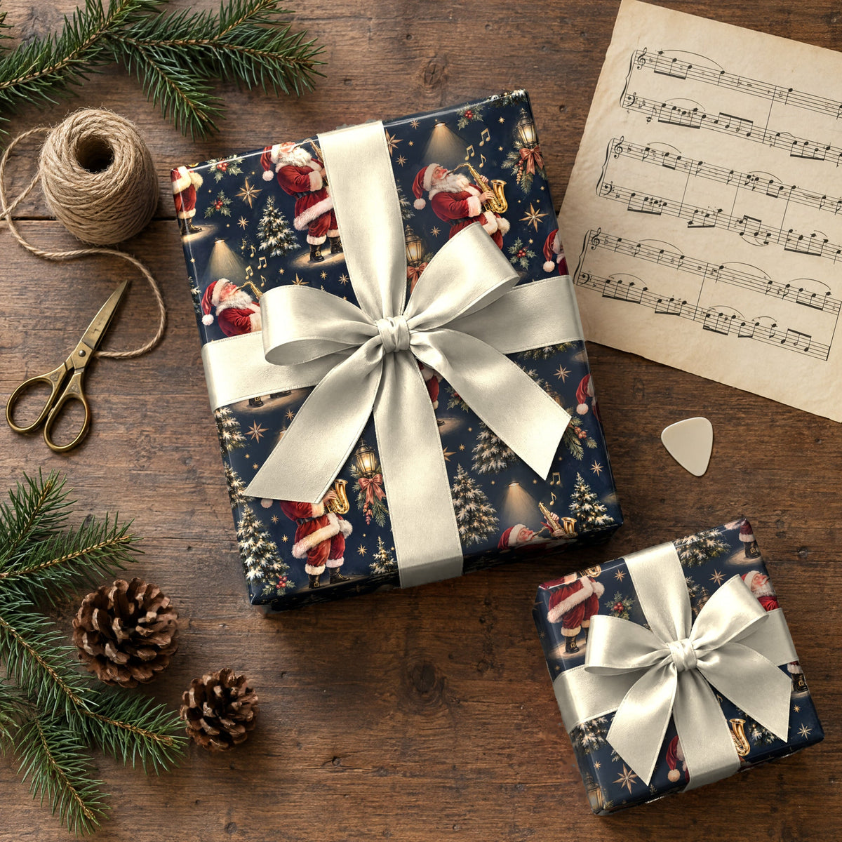 Jazz Santa Saxophone Wrapping Paper