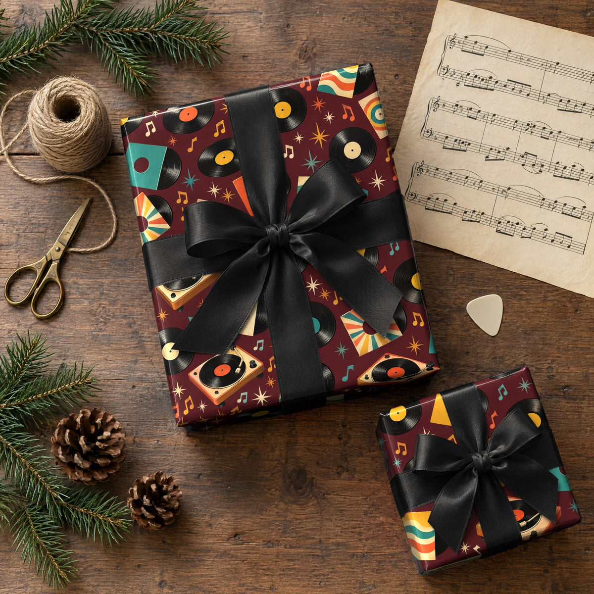 Vinyl Record Collage Wrapping Paper