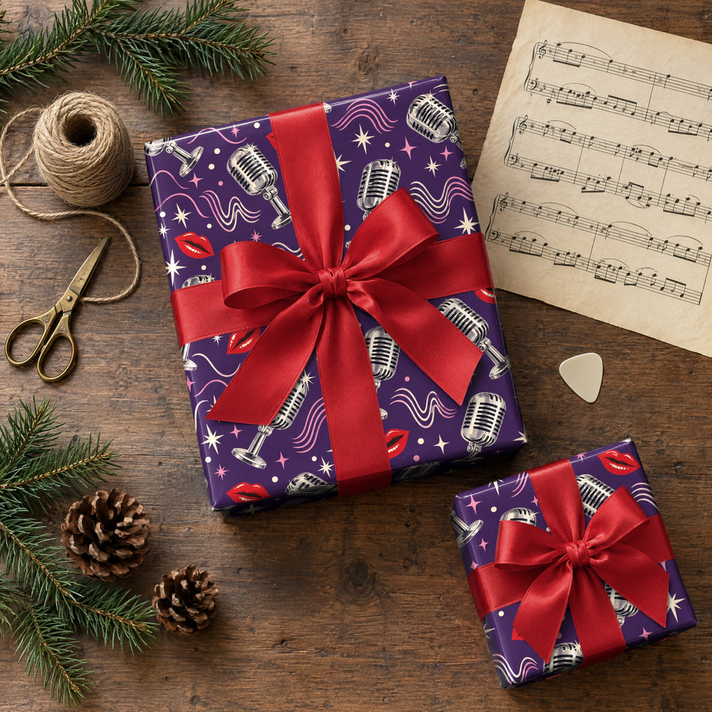 Retro Microphone Wrapping Paper