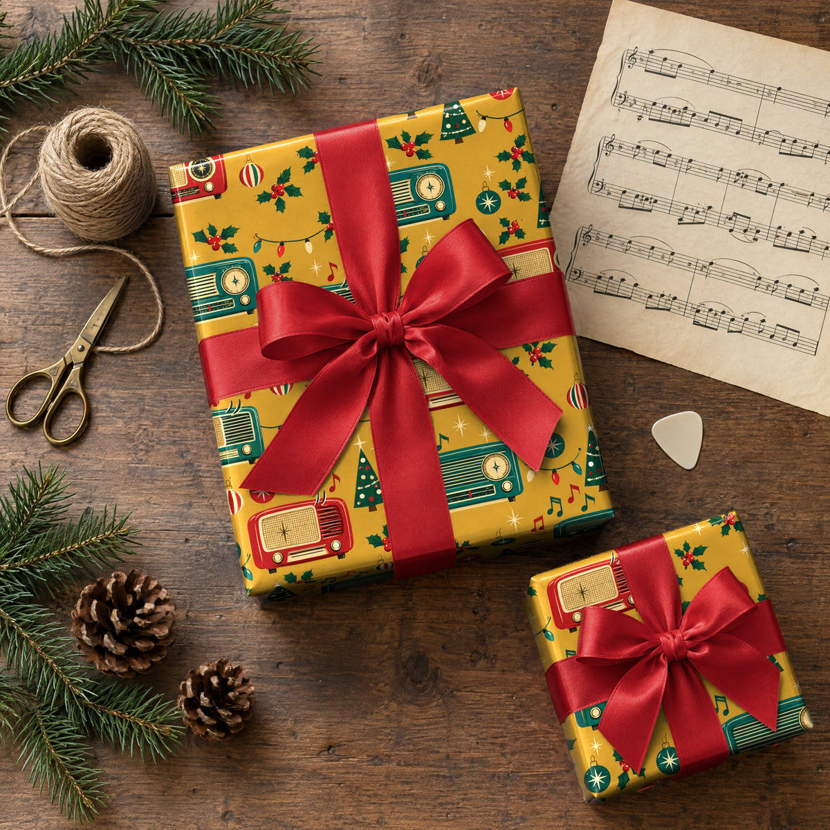 Retro Christmas Radio Wrapping Paper