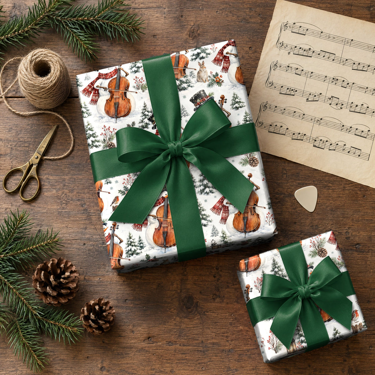 Snowman Cello Serenade Wrapping Paper