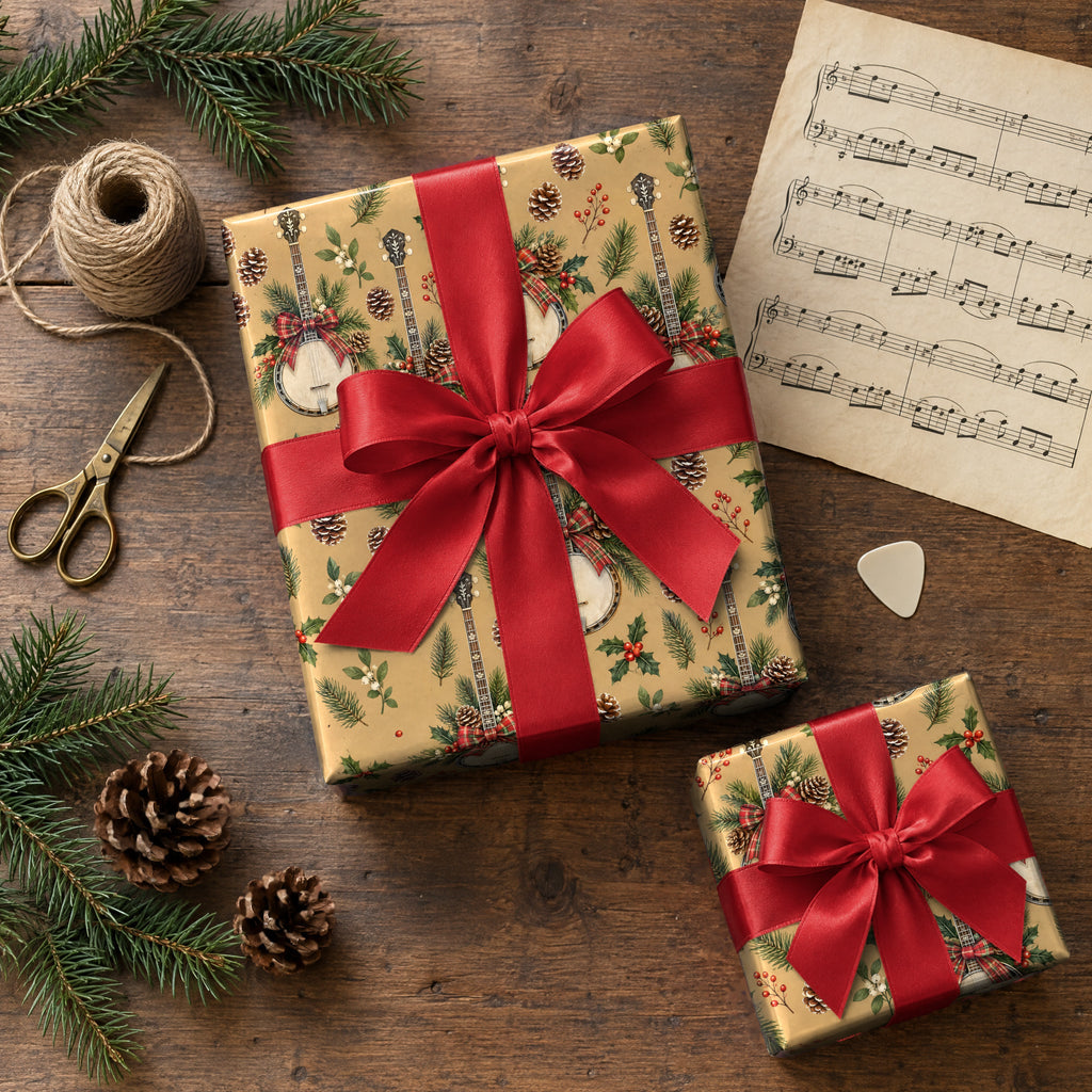 Cabin Banjo Pinecones Wrapping Paper
