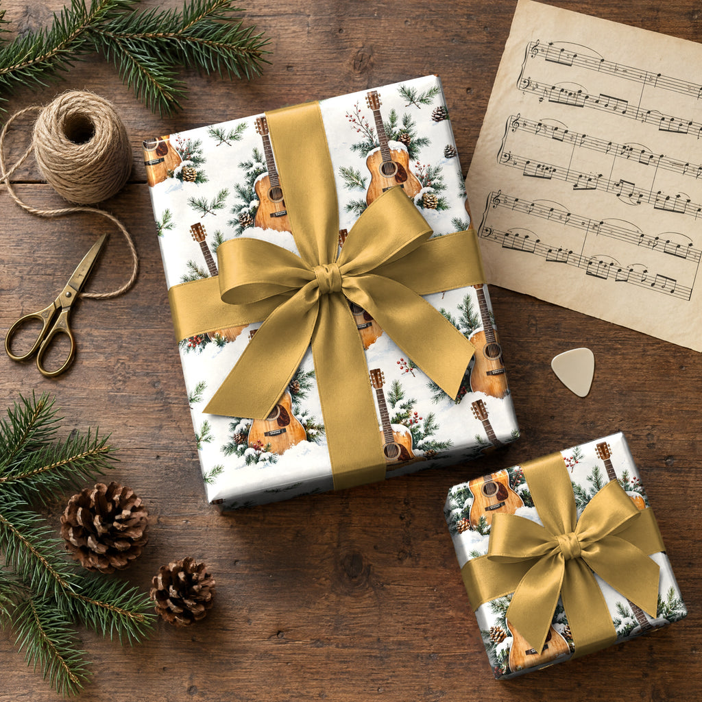 Acoustic Guitar Snowdrift Wrapping Paper