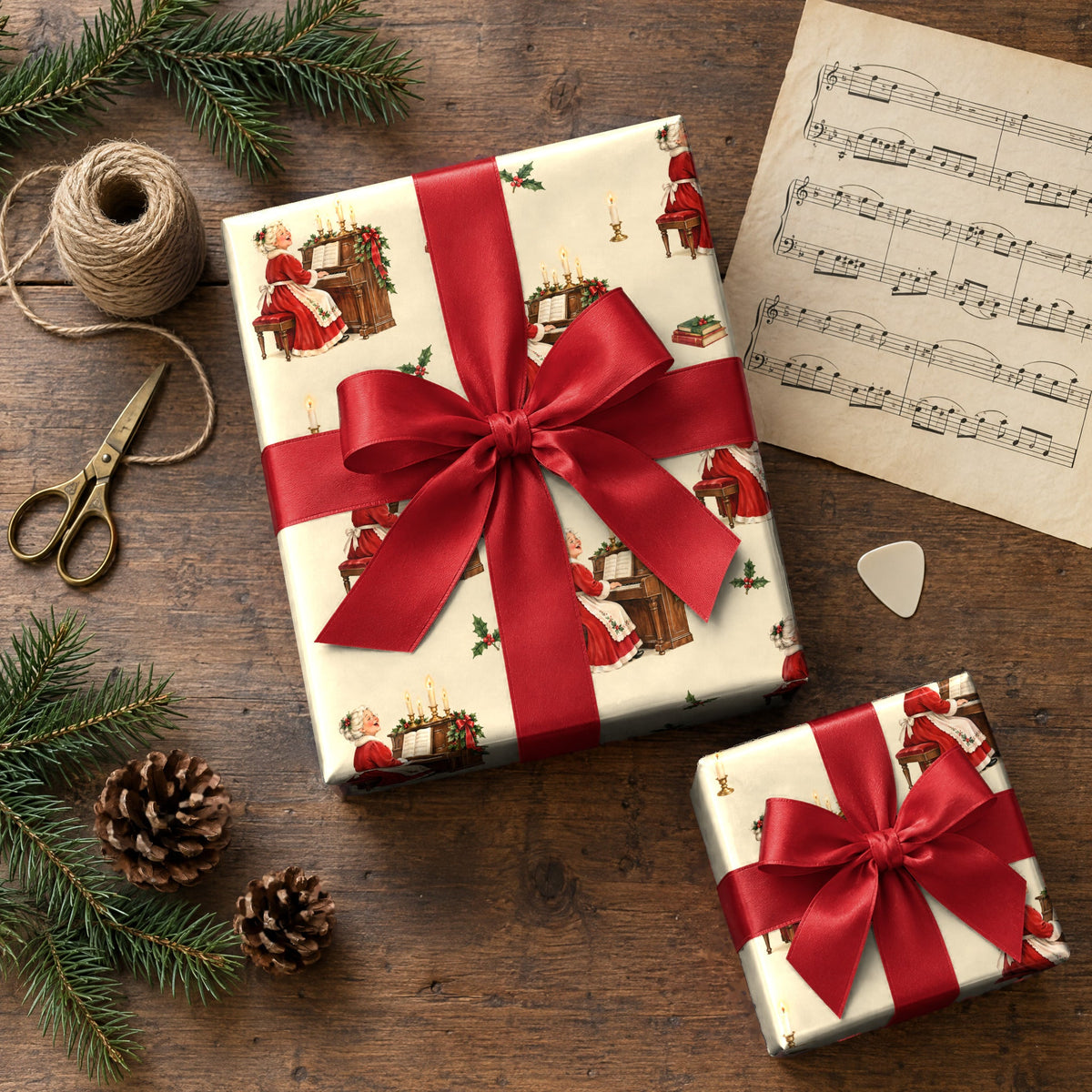 Mrs. Claus at the Piano Wrapping Paper