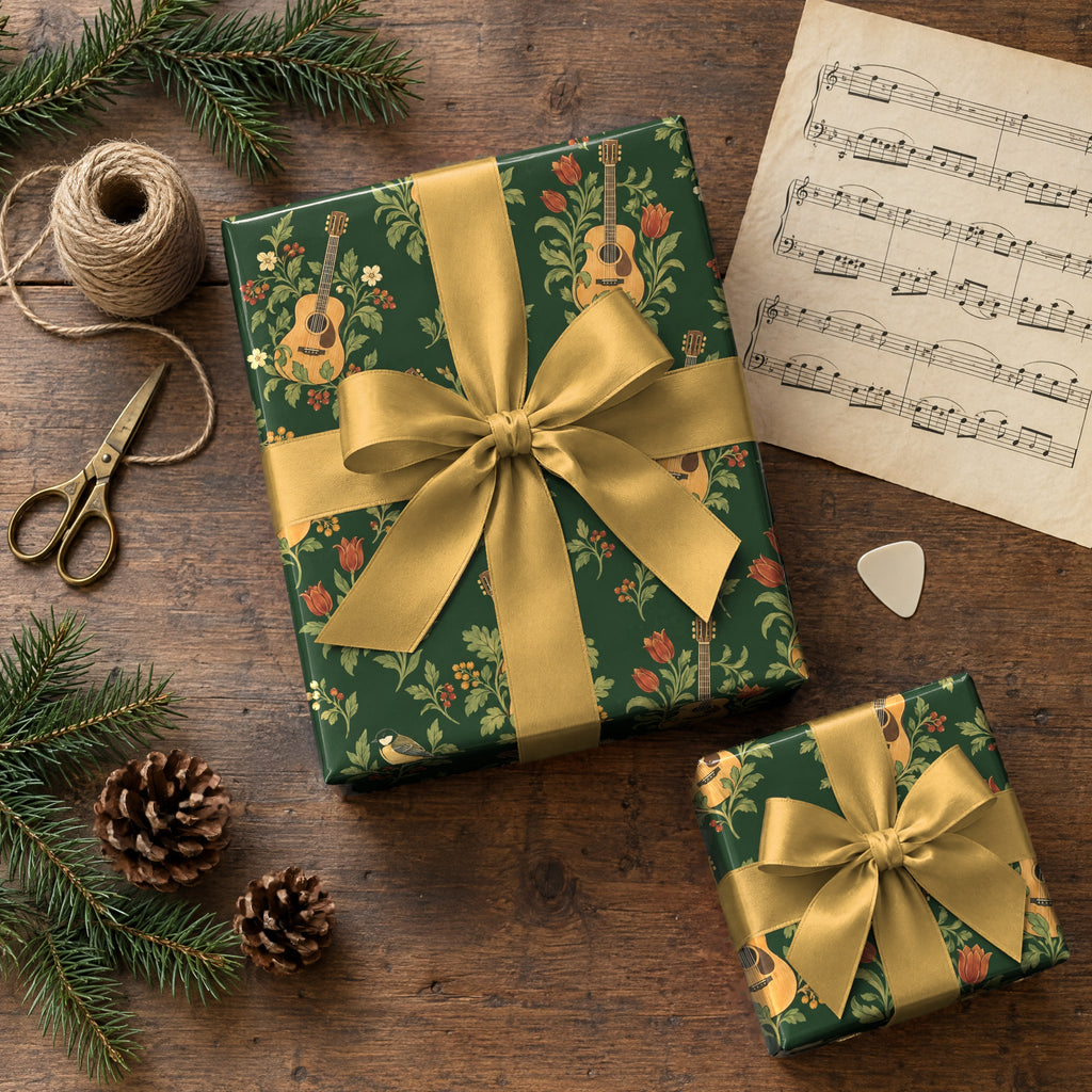 Guitar Botanical Toile Wrapping Paper