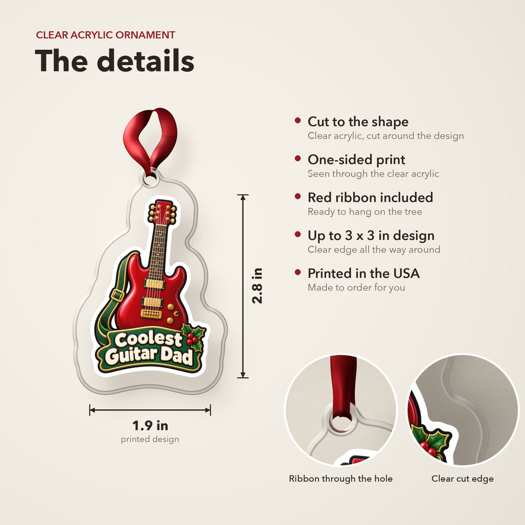 Coolest Guitar Dad Christmas Ornament