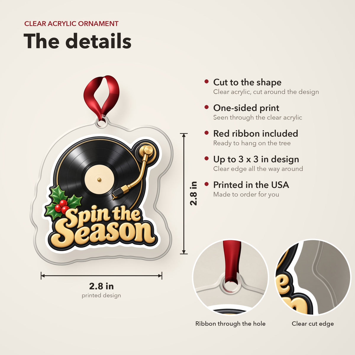 Spin the Season Vinyl Record Christmas Ornament