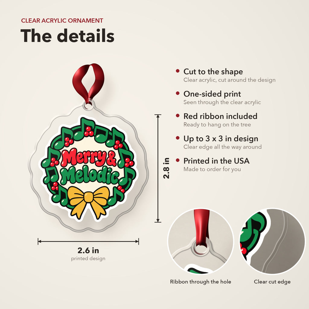 Merry & Melodic Music Note Wreath Christmas Ornament