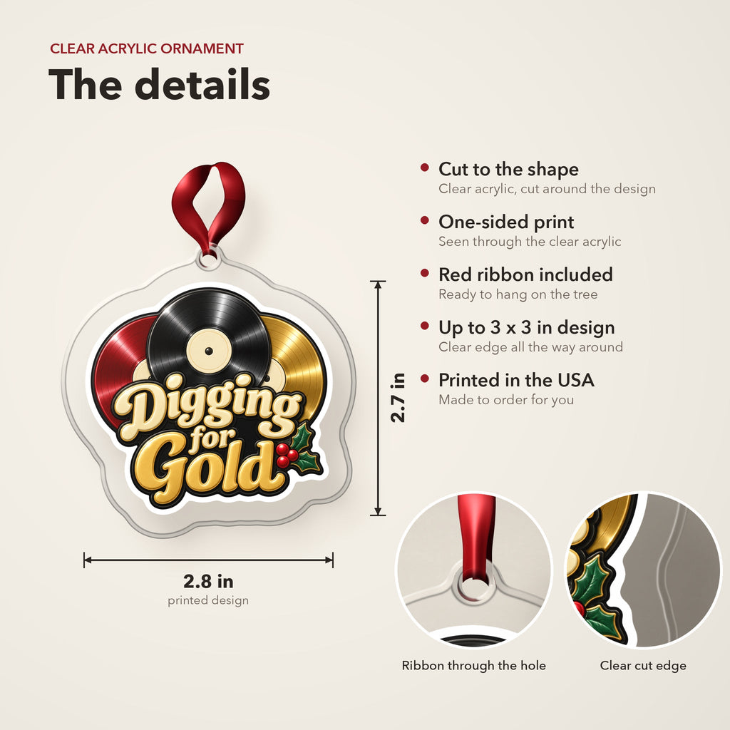 Digging for Gold Vinyl Records Christmas Ornament
