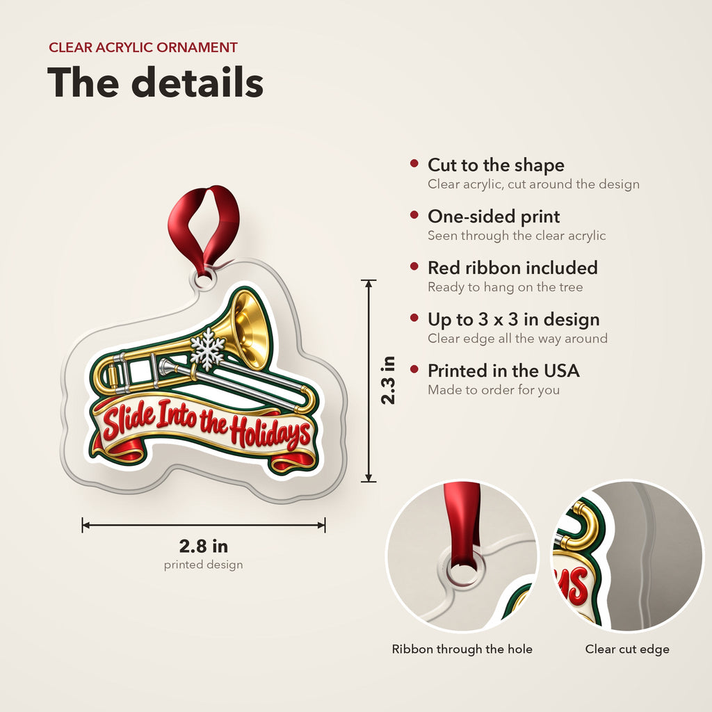 Slide Into the Holidays Trombone Christmas Ornament