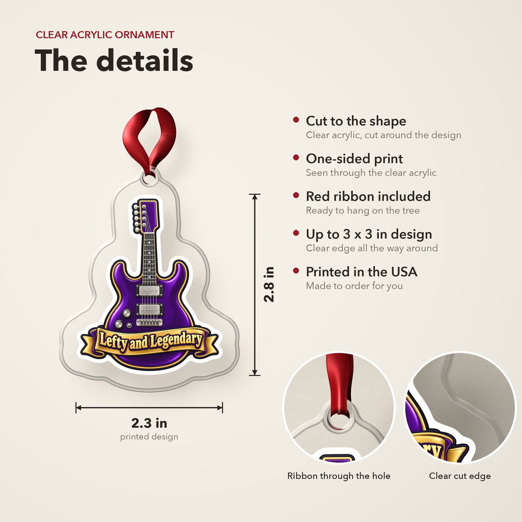 Lefty and Legendary Electric Guitar Christmas Ornament