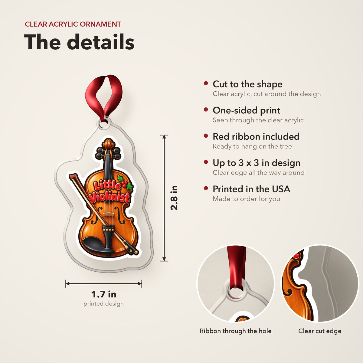 Little Violinist Christmas Ornament