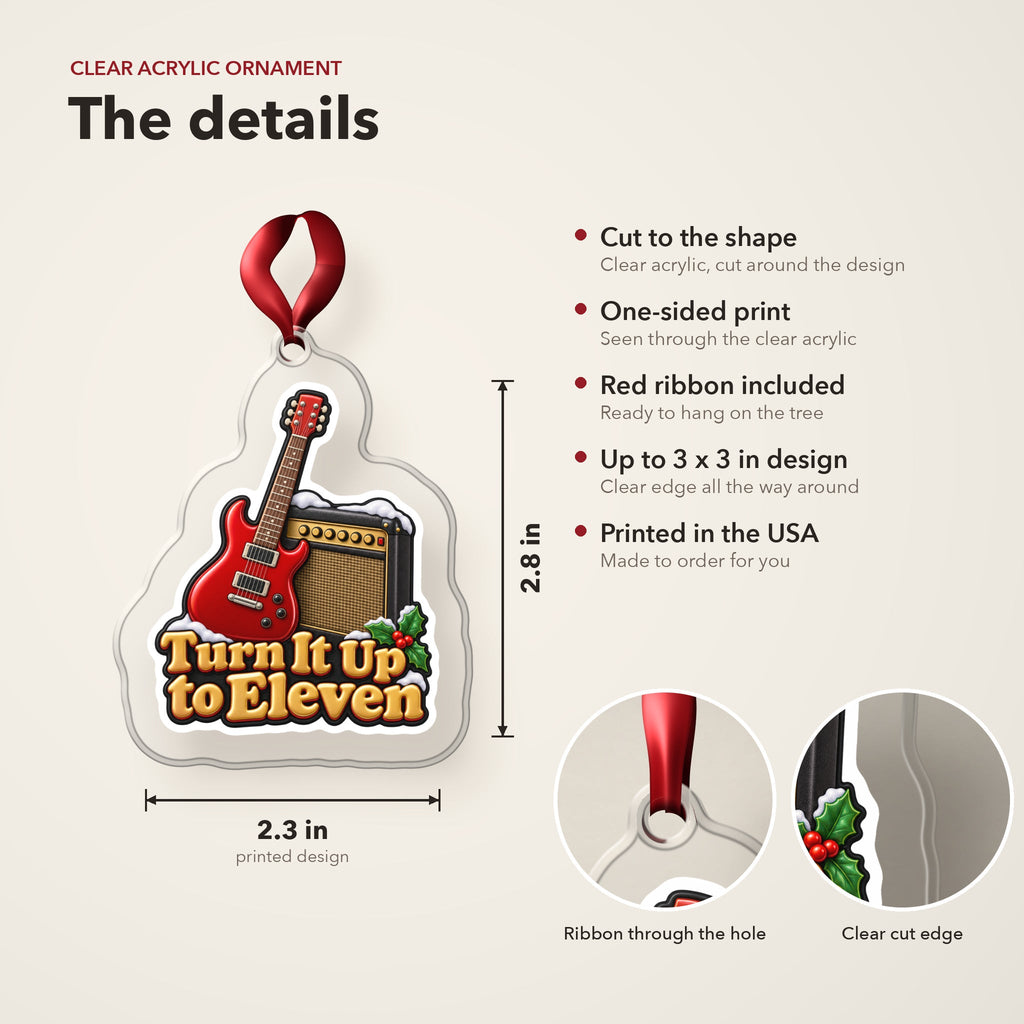 Turn It Up to Eleven Guitar and Amp Christmas Ornament