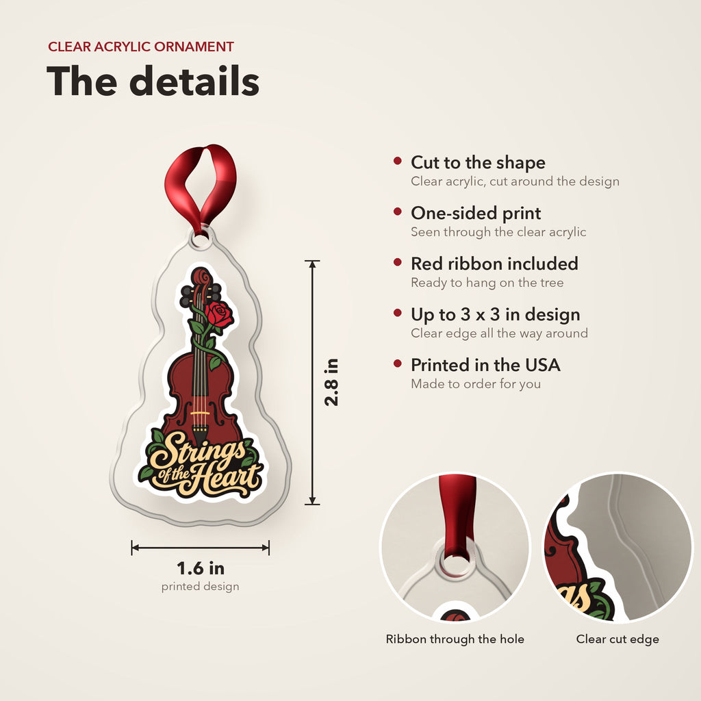 Strings of the Heart Violin Christmas Ornament