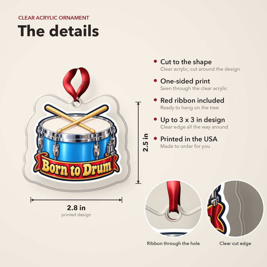 Born to Drum Snare Drum Christmas Ornament