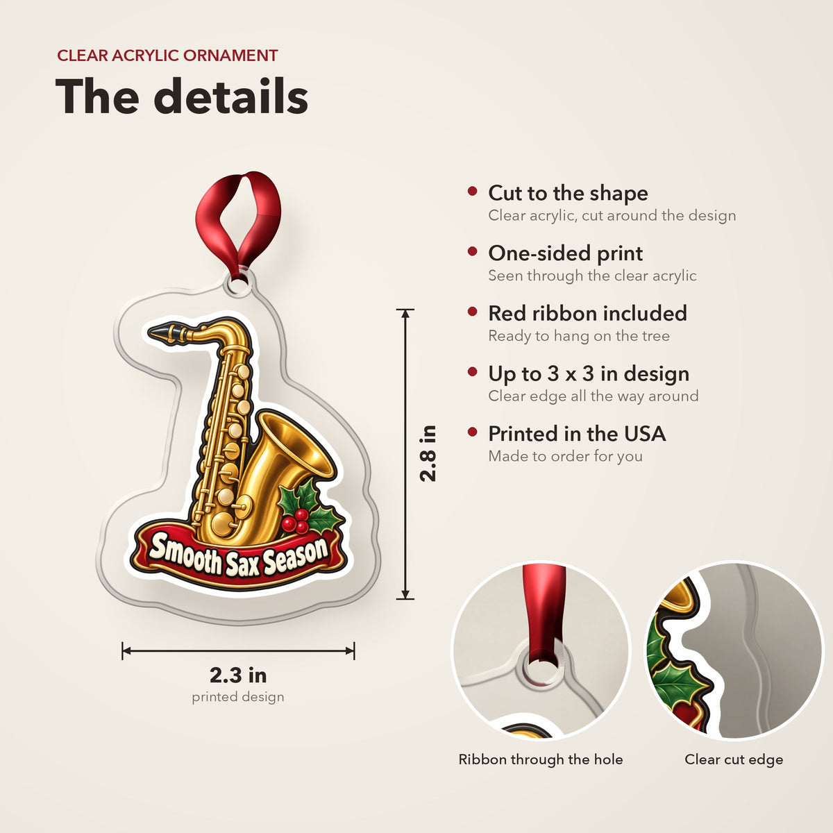Smooth Sax Season Saxophone Christmas Ornament