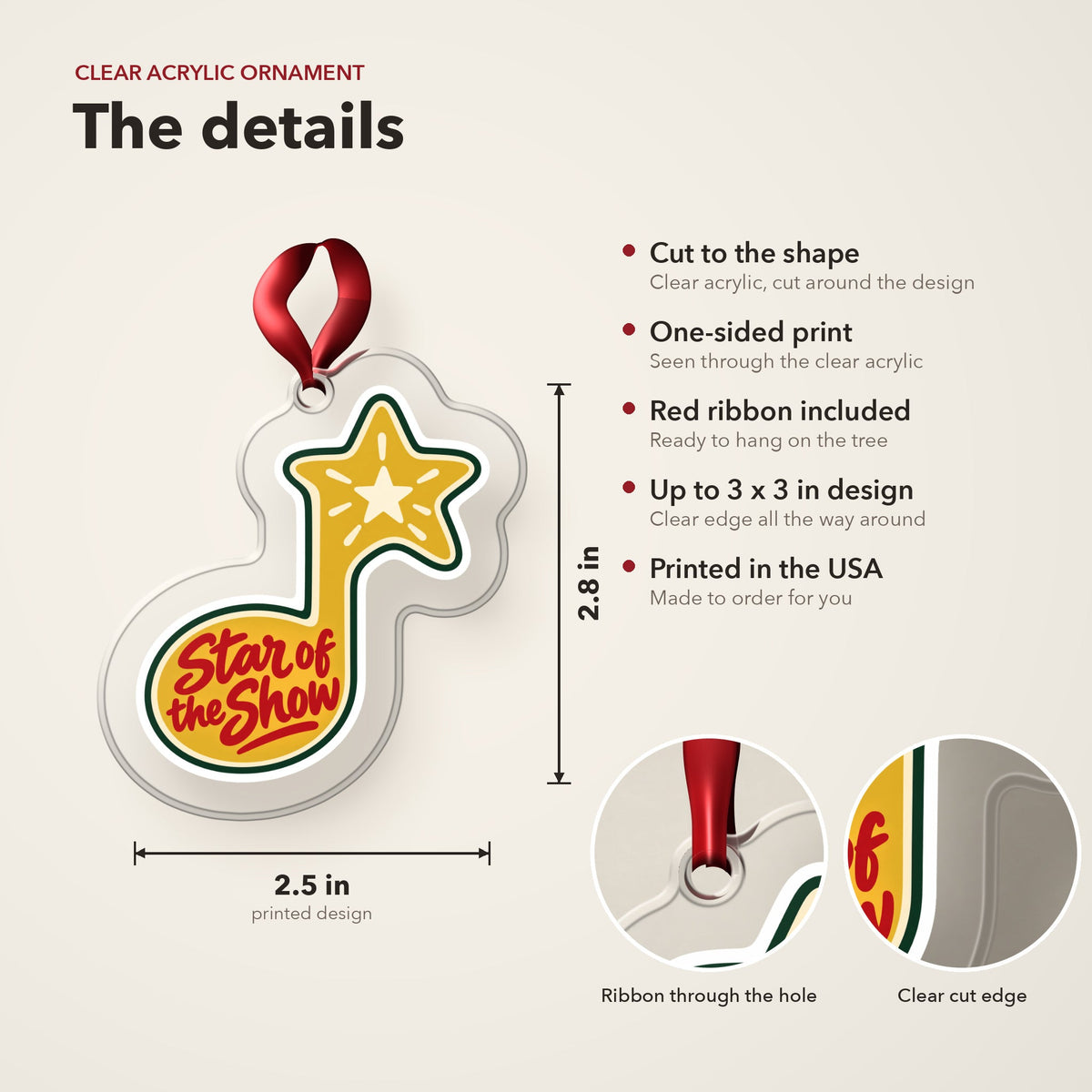 Star of the Show Music Note Christmas Ornament