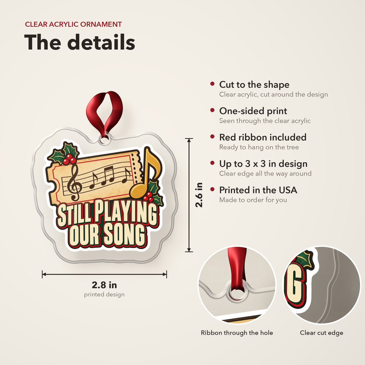 Still Playing Our Song Concert Ticket Christmas Ornament