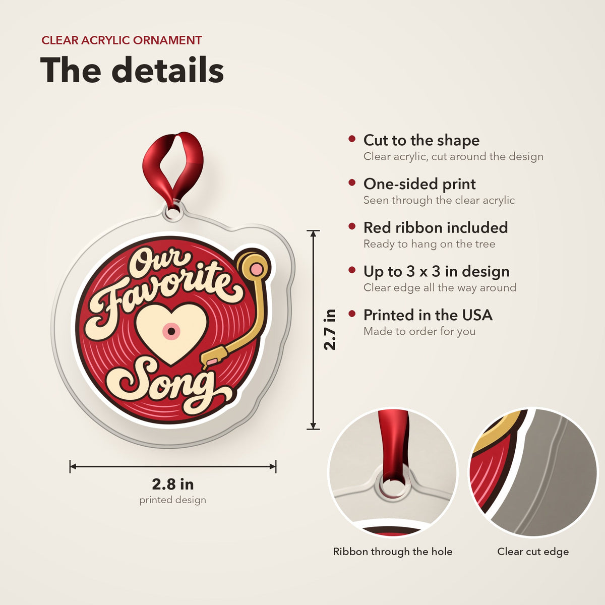 Our Favorite Song Vinyl Record Christmas Ornament