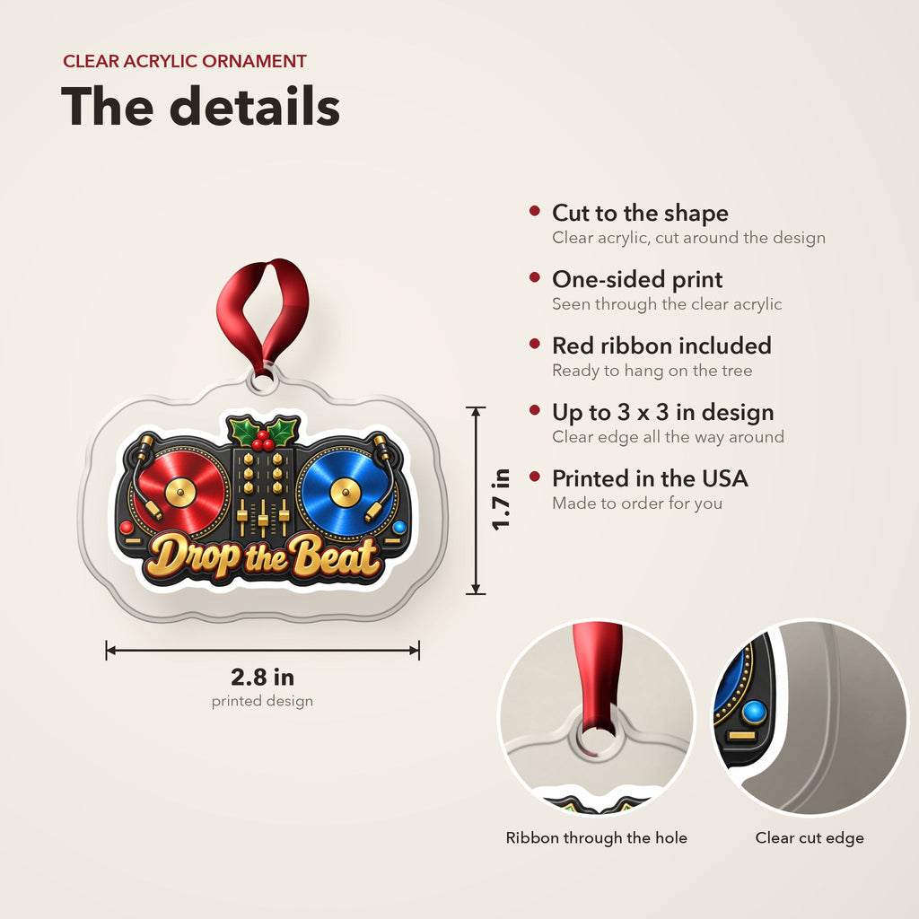 Drop the Beat DJ Turntables Christmas Ornament