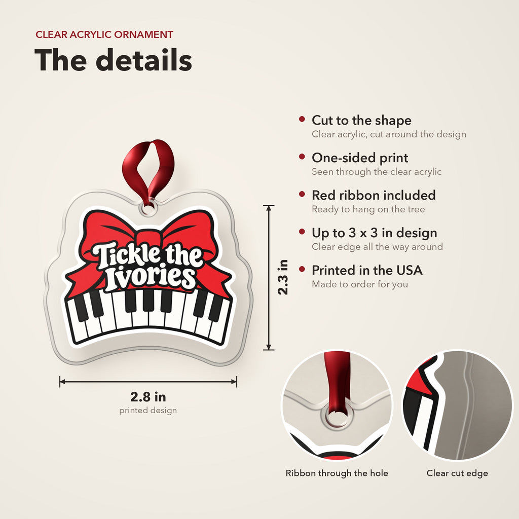 Tickle the Ivories Piano Keys Christmas Ornament