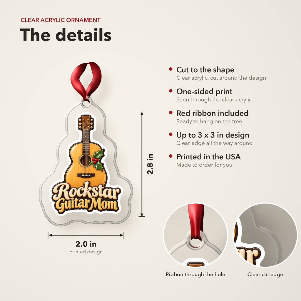 Rockstar Guitar Mom Christmas Ornament