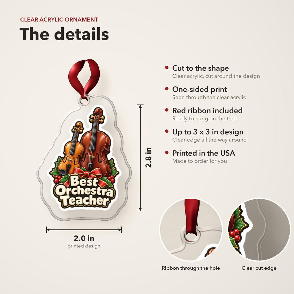 Best Orchestra Teacher Christmas Ornament