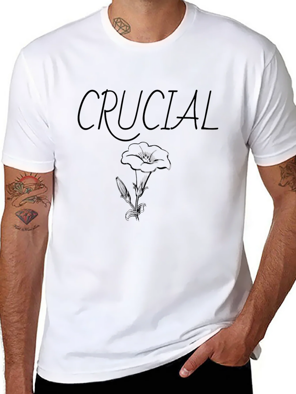 Crucial Flower Graphic Black T-Shirt product image 7