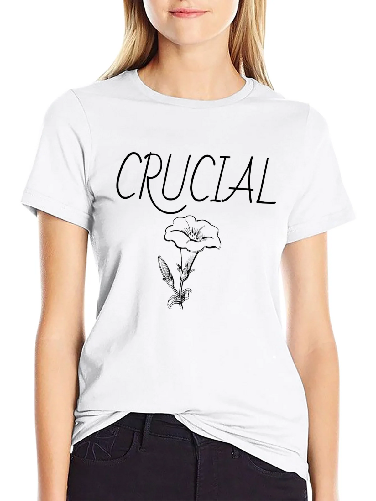 Crucial Flower Graphic Black T-Shirt product image 8